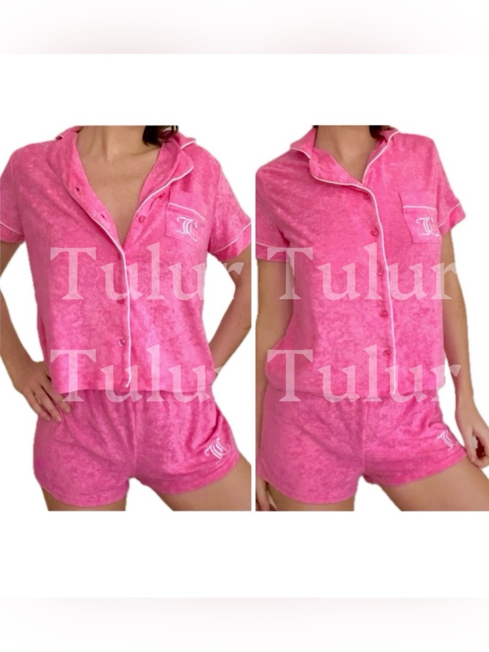 Juicy Couture Electra Hot Pink Terry Pajamas Set M